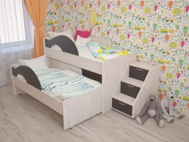 Кровать детская с лесенкой Матрешка Венге
