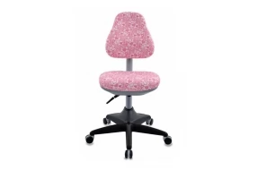 Кресло детское KD-2 Ткань/Пластик/Металл, Розовый сердца (ткань)/Розовый (сетка)/Чёрный (пластик)