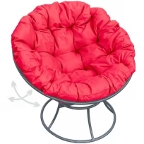 Кресло M-GROUP папасан пружинка без ротанга серое, красная подушка