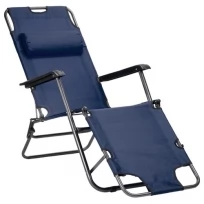 Кресло-шезлонг цвет синий (каркас железная труба, пластиковые подлокотники)