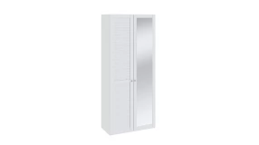 Шкаф для одежды с 1-ой глухой и 1-ой зеркальной «Ривьера» Белый/зеркало